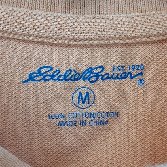 Eddie Bauer Men's Button Crew Neck Shirt Orange Size M Medium | 100% Cotton - Picture 3 of 7